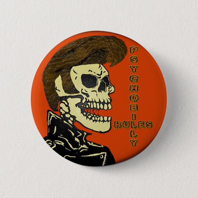 Bóton Redondo 5.08cm Regras de Psychobilly (Frente)