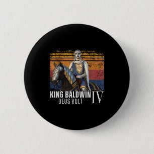 Bóton Redondo 5.08cm Rei Máscara de Prata Baldwin Iv Máscara Dourada Ar