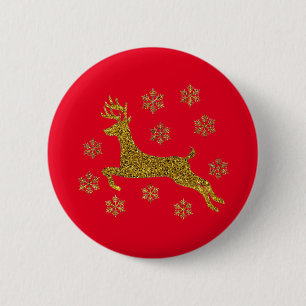 Bóton Redondo 5.08cm Reindeer de Natal