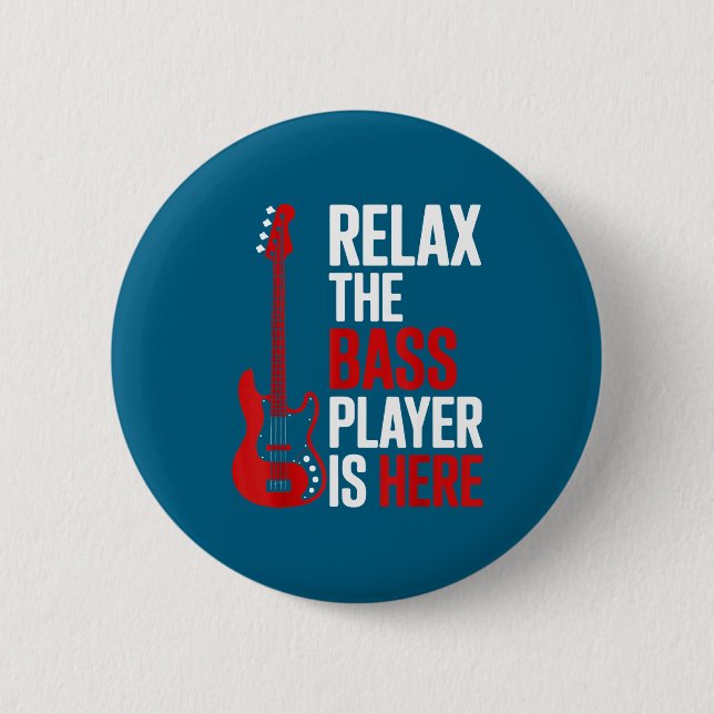 Bóton Redondo 5.08cm Relax The B Player Is Here Retro Guitar Musician F (Frente)