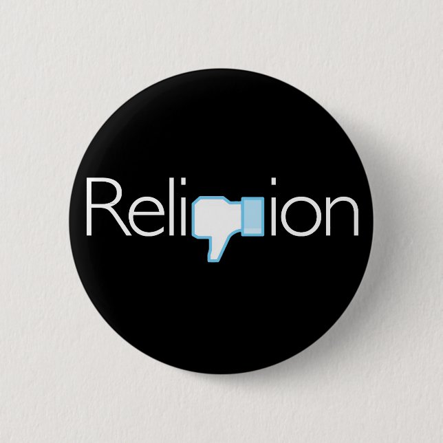 Bóton Redondo 5.08cm Religião? Polegares para baixo! (Frente)