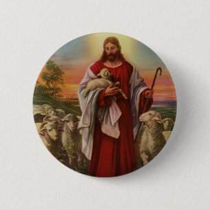 Bóton Redondo 5.08cm Religião Vintage, Cristo o Bando Pastor