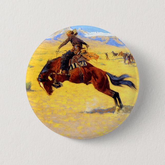 Bóton Redondo 5.08cm Remington Old West Horse and Cowboy (Frente)