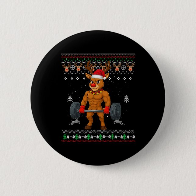 Bóton Redondo 5.08cm Renas Naris Vermelhos Gainzdeer Ginásio Natal Feio (Frente)