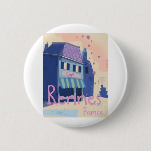 Bóton Redondo 5.08cm Rennes França desenho animado vintage