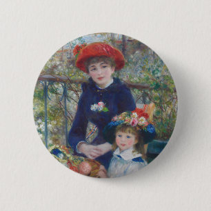 Bóton Redondo 5.08cm Renoir Duas Irmãs Varanda Impressionismo Francês