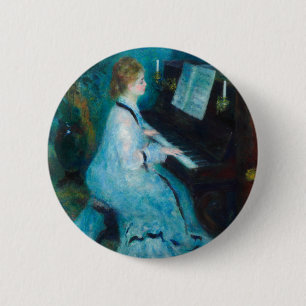 Bóton Redondo 5.08cm Renoir Mulher na Pintura Piano de Belas Artes
