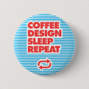 Bóton Redondo 5.08cm Repetição De Design De Café, Brincando Com Stripes