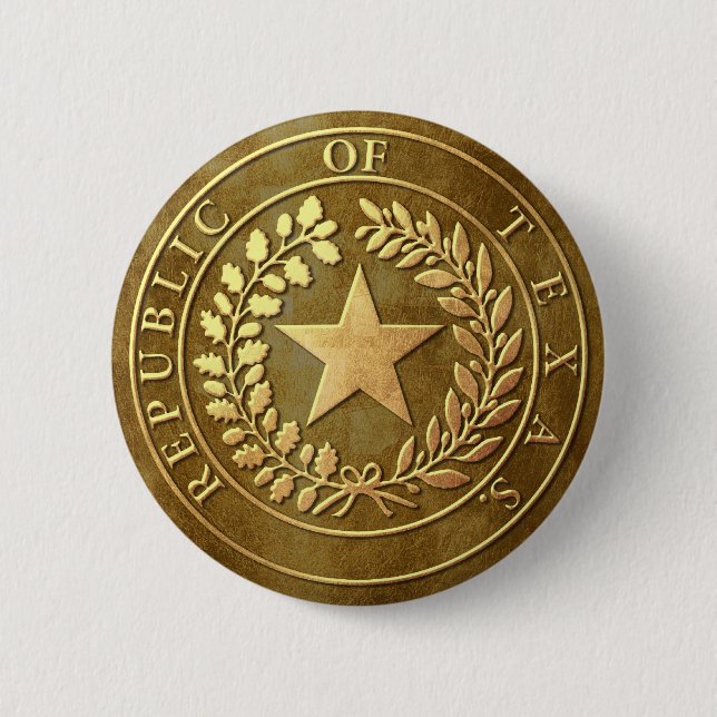 Bóton Redondo 5.08cm República do selo de Texas (Frente)