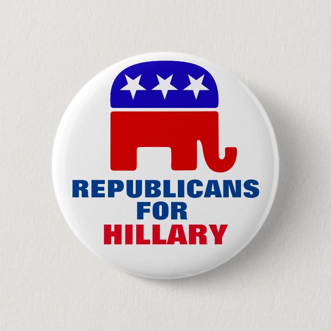 Bóton Redondo 5.08cm Republicanos para Hillary Clinton (Frente)