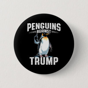 Bóton Redondo 5.08cm Resistir Pinguins Contra Trump - Tornar o Imposto 