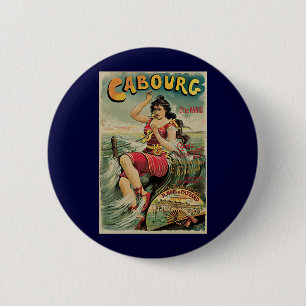 Bóton Redondo 5.08cm Resort de Praia de Cabourg, França, Arte de Viagem