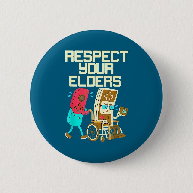Bóton Redondo 5.08cm Respect Your Elders Retro Gaming Funny Gamer Contr (Frente)