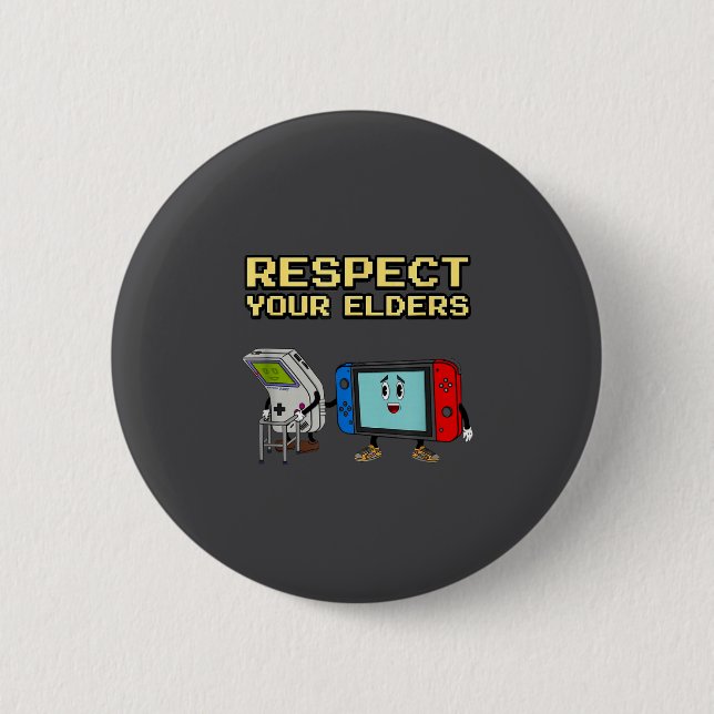 Bóton Redondo 5.08cm Respect Your Elders Retro Gaming Funny Gamer Contr (Frente)