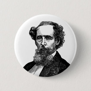 Bóton Redondo 5.08cm Retrato de Charles Dickens