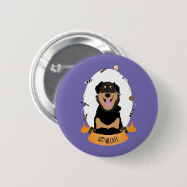 Bóton Redondo 5.08cm Retrato de Doce Rottweiler Cachorro Roxo Laranja