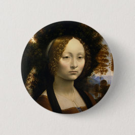 Bóton Redondo 5.08cm Retrato de Ginevra de Benci por Leonardo da Vinci