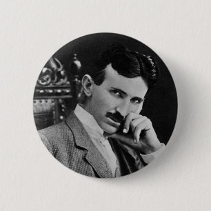 Bóton Redondo 5.08cm Retrato de Nikola Tesla