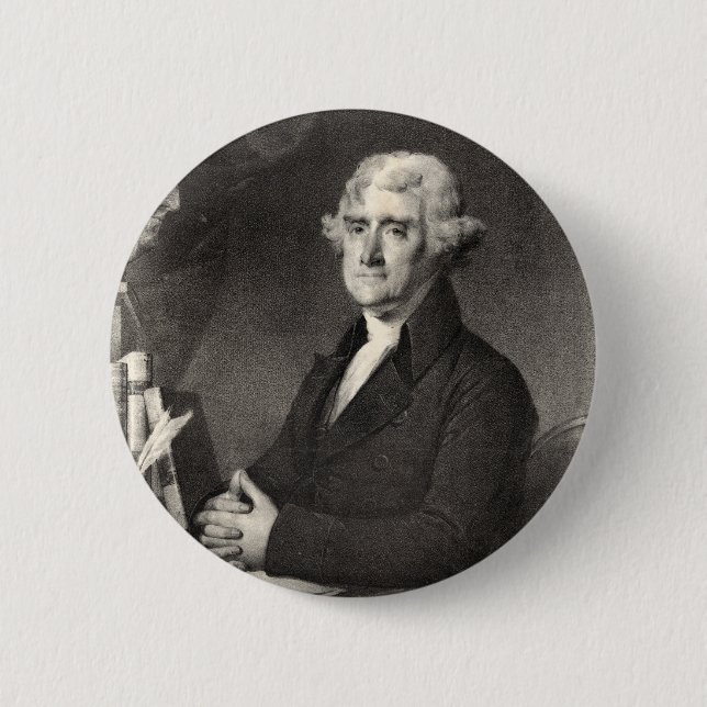 Bóton Redondo 5.08cm Retrato de Thomas Jefferson (Frente)