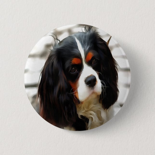 Bóton Redondo 5.08cm Retrato De Um Rei Charles Cavalier Spaniel (Frente)