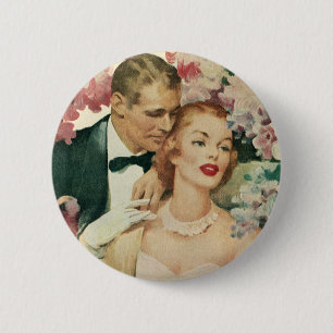 Bóton Redondo 5.08cm Retrato do casamento vintage, Noiva retrorada e no