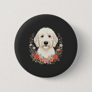 Bóton Redondo 5.08cm Retrato Floral de Cachorro Coroa Botânica