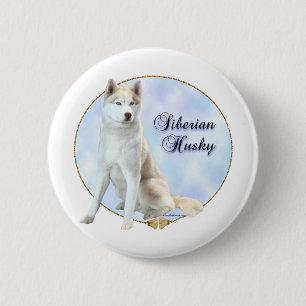 Bóton Redondo 5.08cm Retrato Siberian Husky - Botão