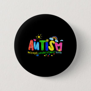 Bóton Redondo 5.08cm Retro Autismo Aceitar Entender Amar Ser