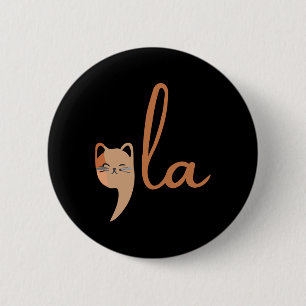 Bóton Redondo 5.08cm Retro Cat Comma La Kamala Harris Para Presidente 2