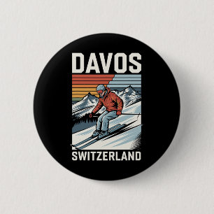 Bóton Redondo 5.08cm Retro Davos Suiça Ski Resort