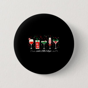 Bóton Redondo 5.08cm Retro Divertido Auxiliar do Papai Noel Martini Ale