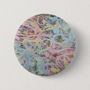 Bóton Redondo 5.08cm Retro Nouveau art Deco inspirou abstrato pastel