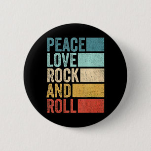Bóton Redondo 5.08cm Retro Rocknroll Música Peace Love Rock And Roll