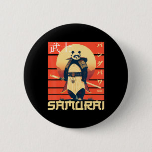 Bóton Redondo 5.08cm Retro Samurai Panda