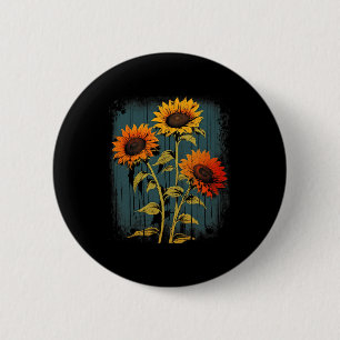 Bóton Redondo 5.08cm Retro Sunflower Boho Hippie Queda Estética #1 Grap