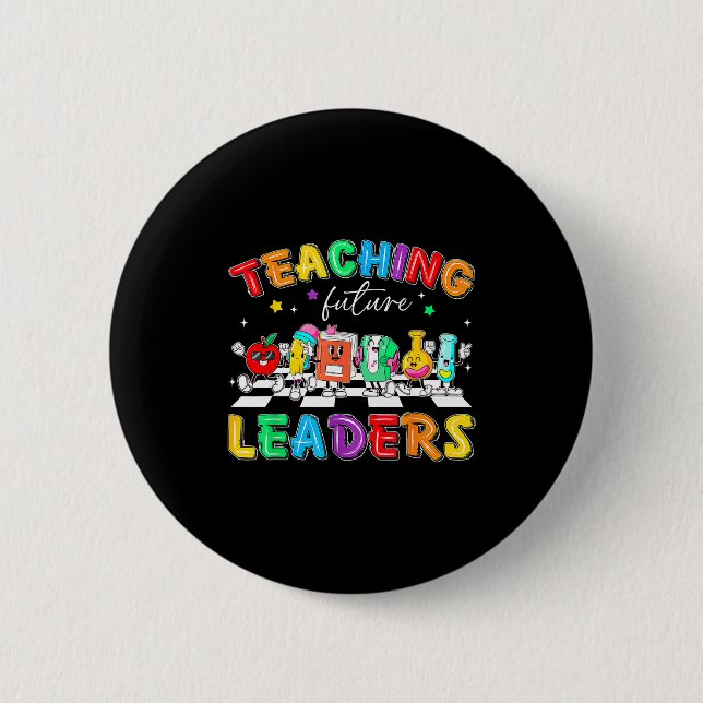 Bóton Redondo 5.08cm Retro Teaching Future Leaders Groovy Teacher Back  (Frente)