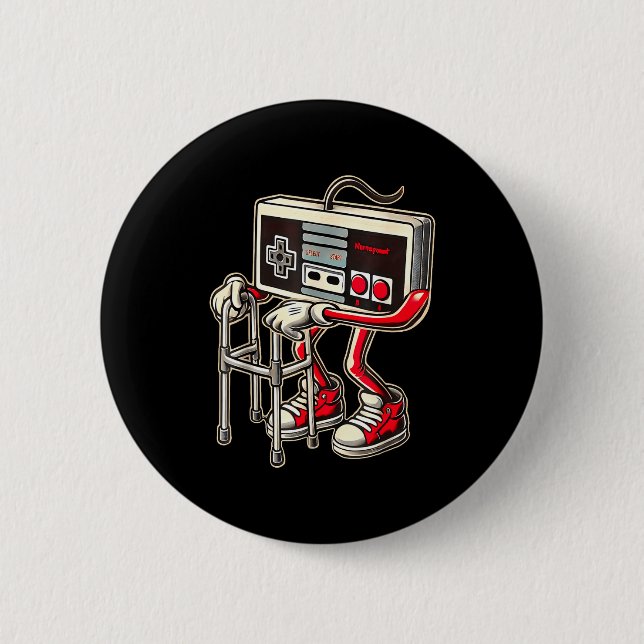Bóton Redondo 5.08cm Retro Video Game Controller With Walker Funny Game (Frente)