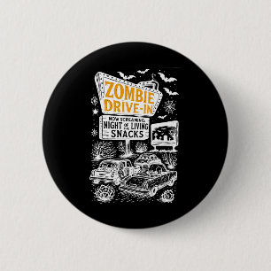 Bóton Redondo 5.08cm Retro Zombie Drive No Skeleton Movie Night Hotel H