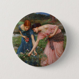 Bóton Redondo 5.08cm Reúna Ye Rosebuds por John W. Waterhouse