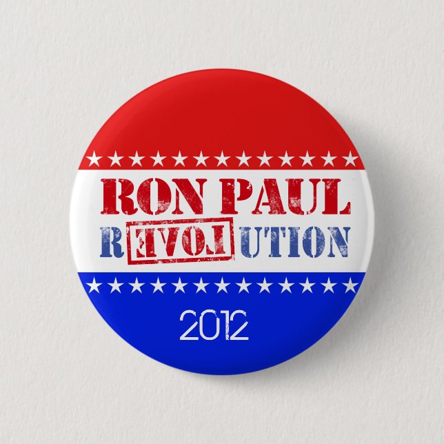 Bóton Redondo 5.08cm Revolução 2012 de Ron Paul (Frente)