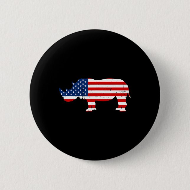 Bóton Redondo 5.08cm Rhino Lover Rhinoceros Horn Safari Wildlife Indepe (Frente)