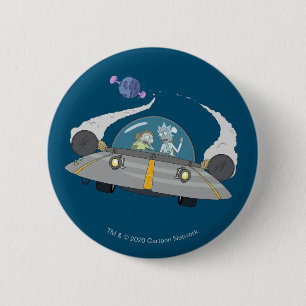 Bóton Redondo 5.08cm RICK E MORTY™ Desembarque Em Navio Espacial