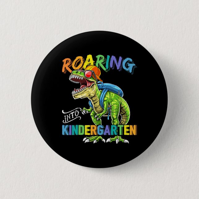 Bóton Redondo 5.08cm Ring Kindergarten Dinossaur T Rex Ck Para A Escola (Frente)