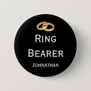 Bóton Redondo 5.08cm Ringer Bearer com Duas Bandas de Casamento