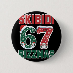 Bóton Redondo 5.08cm Rizz Natal 67 Xmas Divertido Geração Alpha Skibidi