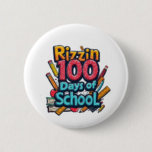 Bóton Redondo 5.08cm Rizzin 100 dias de escola Gen Alpha Engraçado