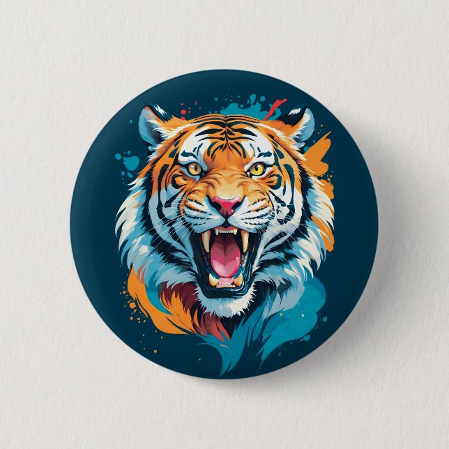 Bóton Redondo 5.08cm Roaring Tiger Face (Frente)