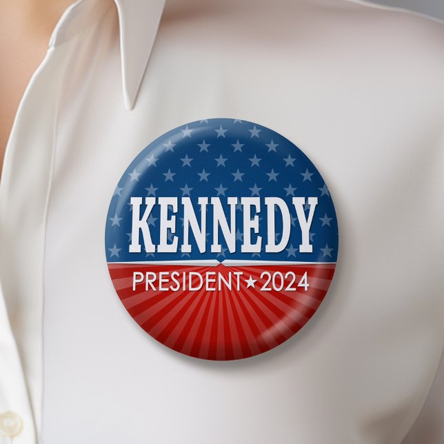 Bóton Redondo 5.08cm Robert F Kennedy JR 2024 - faixas estelares (Kennedy 2024 Button)