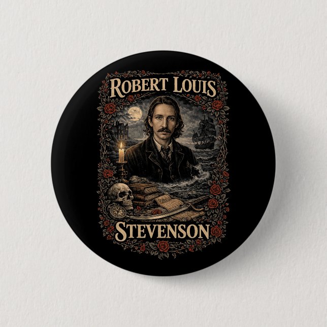 Bóton Redondo 5.08cm Robert Louis Stevenson (Frente)