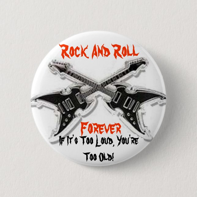 Bóton Redondo 5.08cm Rock and roll para sempre (Frente)